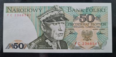 UNC 50 Zloty 1986 Poland banknote