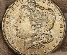 USA United States Silver 1881 S Morgan Dollar Beautiful Uncirculated Lustrous Gold Toned