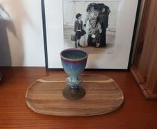 Wonderful Single Studio Art Pottery Goblet by Martin Branch Lyre Pottery, Cloncorban, Rossmore, Clonakilty, West Cork in a Fabulous Colourful Variegated Glaze. # One
