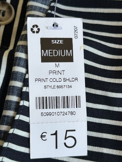Brand-new Navy & White Stripped Cold Shoulder Ladies Top from Dunnes Stores