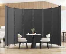 8-Panel 6 ft Tall Indoor Folding Room Divider, Portable Privacy Screen, Freestanding Partition Separator, Temporary Wall Separation for Bedroom, Office, 160" W X 71" H, Dark Grey