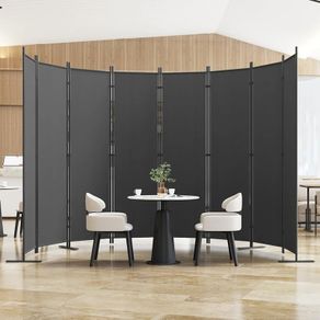 8-Panel 6 ft Tall Indoor Folding Room Divider, Portable Privacy Screen, Freestanding Partition Separator, Temporary Wall Separation for Bedroom, Office, 160" W X 71" H, Dark Grey