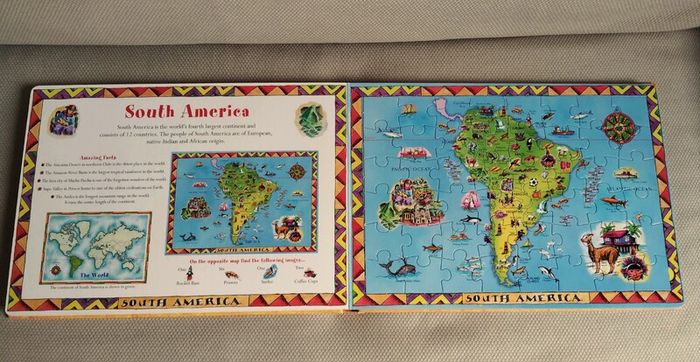 Seven continents of the world educational jigsaw book