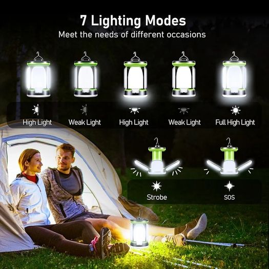 Camping Lantern Rechargeable, 2000 Lumen Ultra Bright Camping Lights Lamp - 7 Light Modes, 60 LED Hanging Tent Lamp, 10+ Hrs Battery Life for Outdoor, Power Cuts, Emergency, Fishing, Hiking etc
