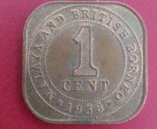 Malaya And British Borneo  1958 Square 1 Cent Coin