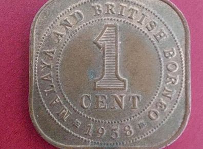 Malaya And British Borneo  1958 Square 1 Cent Coin