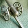 Vintage Brass Cannon with  barrel and brass wheels - Military History - 8" Image 5