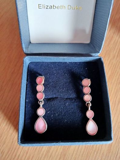 Silver and Pink Opal Necklace  and Earrings Set