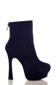 Blue faux sueded skyscraper heel and platform boot