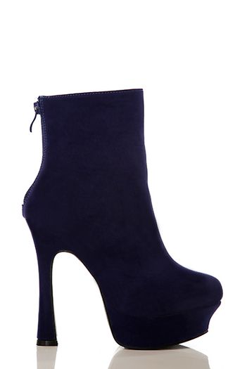 Blue faux sueded skyscraper heel and platform boot