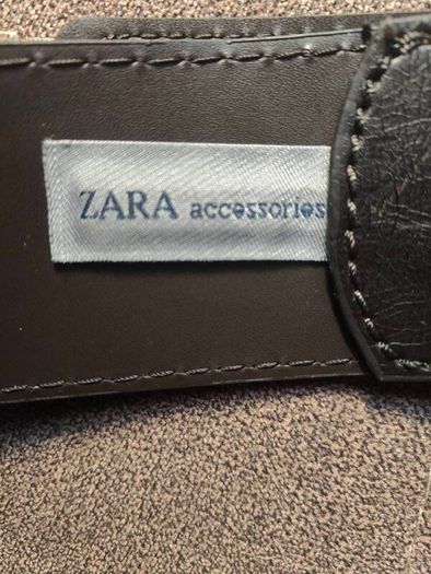 Dark brown leather belt ZARA