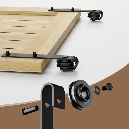 183CM/6FT Sliding Door Track Barn Door Hardware Kit Closet Rail Roller Accessory Adjustable Floor Guide