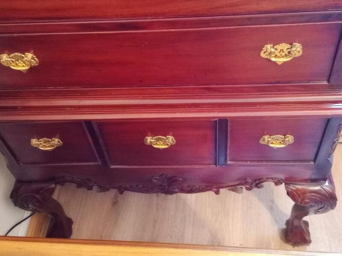 Tallboy Chest of Drawers with Bonnet Top & Carvings