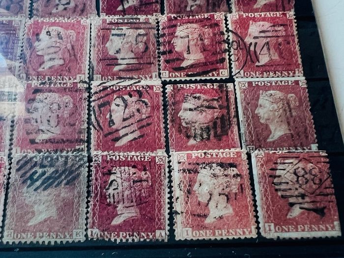 Great Britain 1841-1879 Queen Victoria 1d Penny red 50 stamps lot