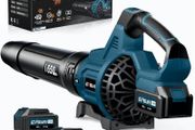 Cordless Electric Leaf Blower 18V 257km/h with 3 Speeds and 2 x 5.2Ah Batteries, Cordless Leaf Blower for Garden, Leaves, Dust and Snow Blue Battery