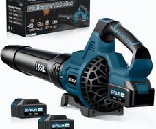 Cordless Electric Leaf Blower 18V 257km/h with 3 Speeds and 2 x 5.2Ah Batteries, Cordless Leaf Blower for Garden, Leaves, Dust and Snow Blue Battery