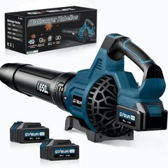 Cordless Electric Leaf Blower 18V 257km/h with 3 Speeds and 2 x 5.2Ah Batteries, Cordless Leaf Blower for Garden, Leaves, Dust and Snow Blue Battery