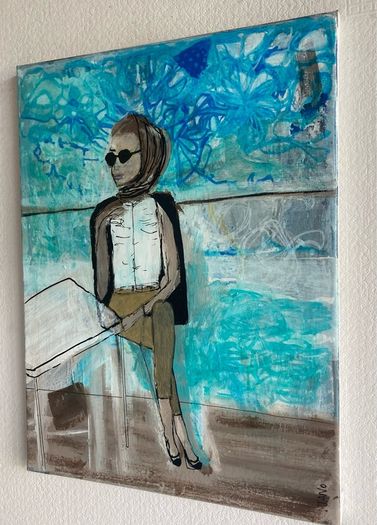 Original Figurative Painting GiFT Irish Art Grace Kelly inspired Cruise Yacht Art