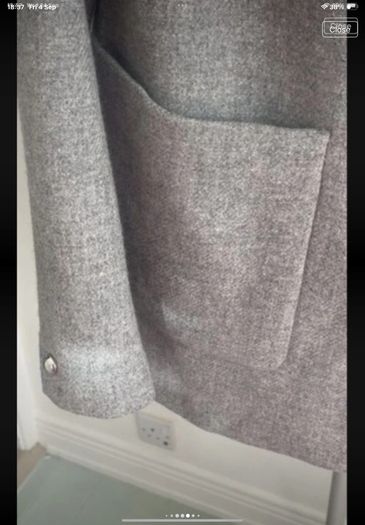 jacket Zara grey wool hooded jacket with fur medium