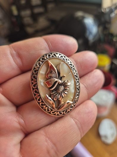 Vintage Cameo Butterfly Brooch