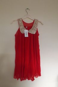 New Designer Girls Vintage Sequin Pleated Chiffon Party Dress 7-8yrs