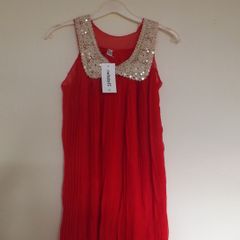 New Designer Girls Vintage Sequin Pleated Chiffon Party Dress 7-8yrs