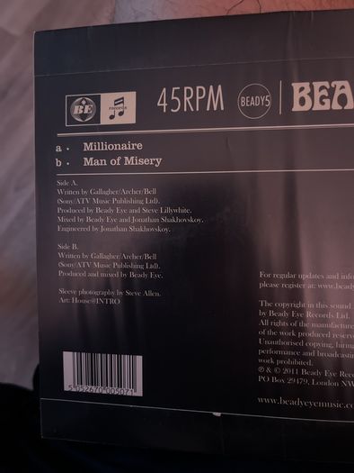 Beady Eye Vinyl 7" Singles