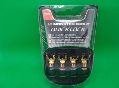 Poatage - 5 x Monster Cable Quick Lock Angled 24k Gold Spades