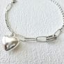 Loveheart Heart Silver Charm Bracelet Image 3