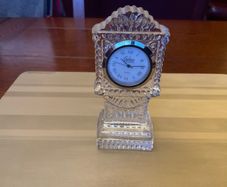 Galway Crystal small grandfather clock in perfect condition . Needs a battery