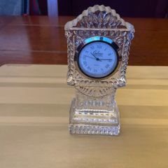 Galway Crystal small grandfather clock in perfect condition . Needs a battery