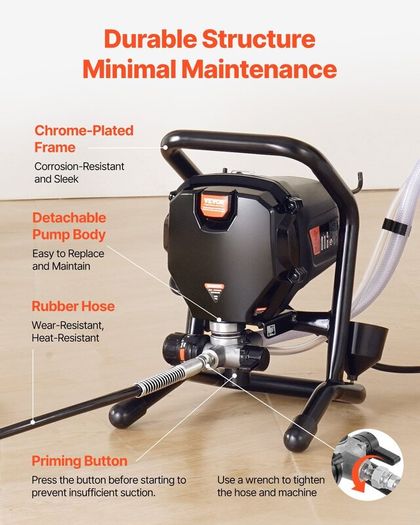 Stand Airless Paint Sprayer, 750W 3000PSI High Efficiency Electric Airless Sprayer, Fine And Even Painting Effect, Handheld Paint Sprayers for Home Interior and Exterior Furniture and Fences