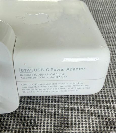Genuine Apple 61W USB-C Charger + Original Cable (MacBook)