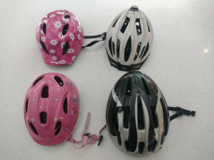 4 Bike Helmets - 2 Adult + 2 Kids Helmets
