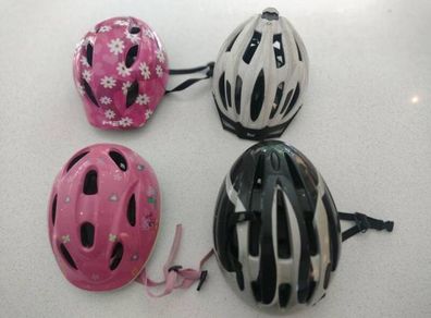 4 Bike Helmets - 2 Adult + 2 Kids Helmets