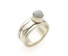 925 Vintage Sterling Silver & Moonstone Spinner Ring