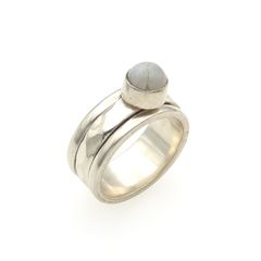 925 Vintage Sterling Silver & Moonstone Spinner Ring