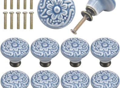 10PCS Crackle Cabinet Knob, Vintage Drawers Knobs, 34MM Kitchen Cabinet Cupboard Drawer Door Knobs, Furniture Knobs Drawer Handles, Antique Knob for Cabinet Drawer Kitchen (FREE POSTAGE)