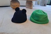 Girls Zara black ears hat and green bucket hat 5-8 bundle