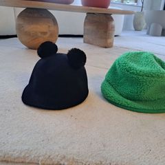 Girls Zara black ears hat and green bucket hat 5-8 bundle