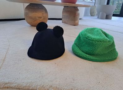 Girls Zara black ears hat and green bucket hat 5-8 bundle