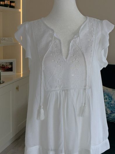 Ladies White Cotton Broderie Blouse from GAP