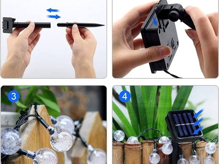 2 Pack Solar Garden Lights Outdoor, Total 72ft 120 LED Solar String Lights Waterproof, Solar Powered Crystal Ball Indoor/Outdoor Fairy Lights Decorative for Garden, Patio, Yard, Parties (Warm White)