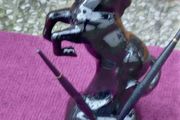 Vintage Black Glossy Horse with 2 Pens
