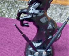 Vintage Black Glossy Horse with 2 Pens