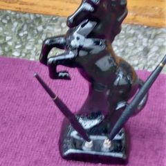 Vintage Black Glossy Horse with 2 Pens
