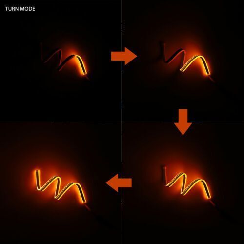 2 x 60CM Slim Amber Sequential Flexible LED DRL Turn Signal Strip For Headlight Head Light