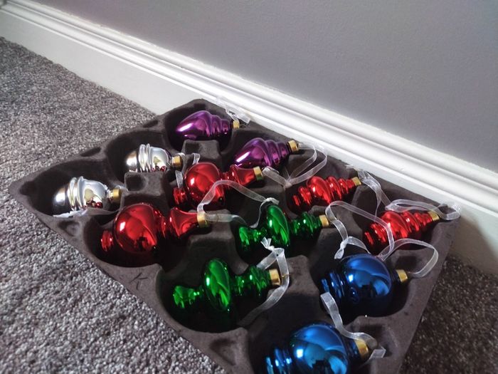 Retro Vintage Style Christmas Baubles one Box of x12 Glass Ornaments