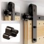 Sliding Barn Door Kit 8FT/240CM Black Heavy Duty Barn Door Sliding Hardware Track Kit for Single Wood Door 120CM Wide Image 8