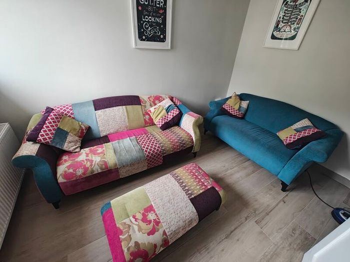 3 + 2 Seater Sofa with Matching Pouffe